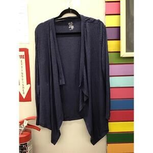Womens hue cardigan size XS navy blue ribbed open front new from qvc